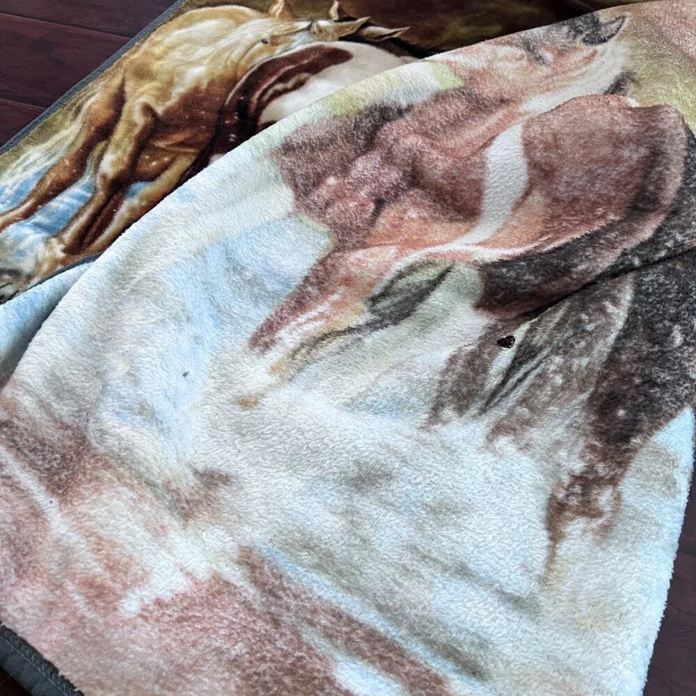 Horses Rush Hour Throw Blanket by Northwest – Plush Soft Fleece 55” x 39” - READ